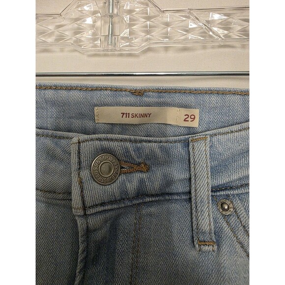 Levi’s 711 Skinny Stretch Ripped Jeans Women Size 29x30 Light Wash 29 - Picture 3 of 7